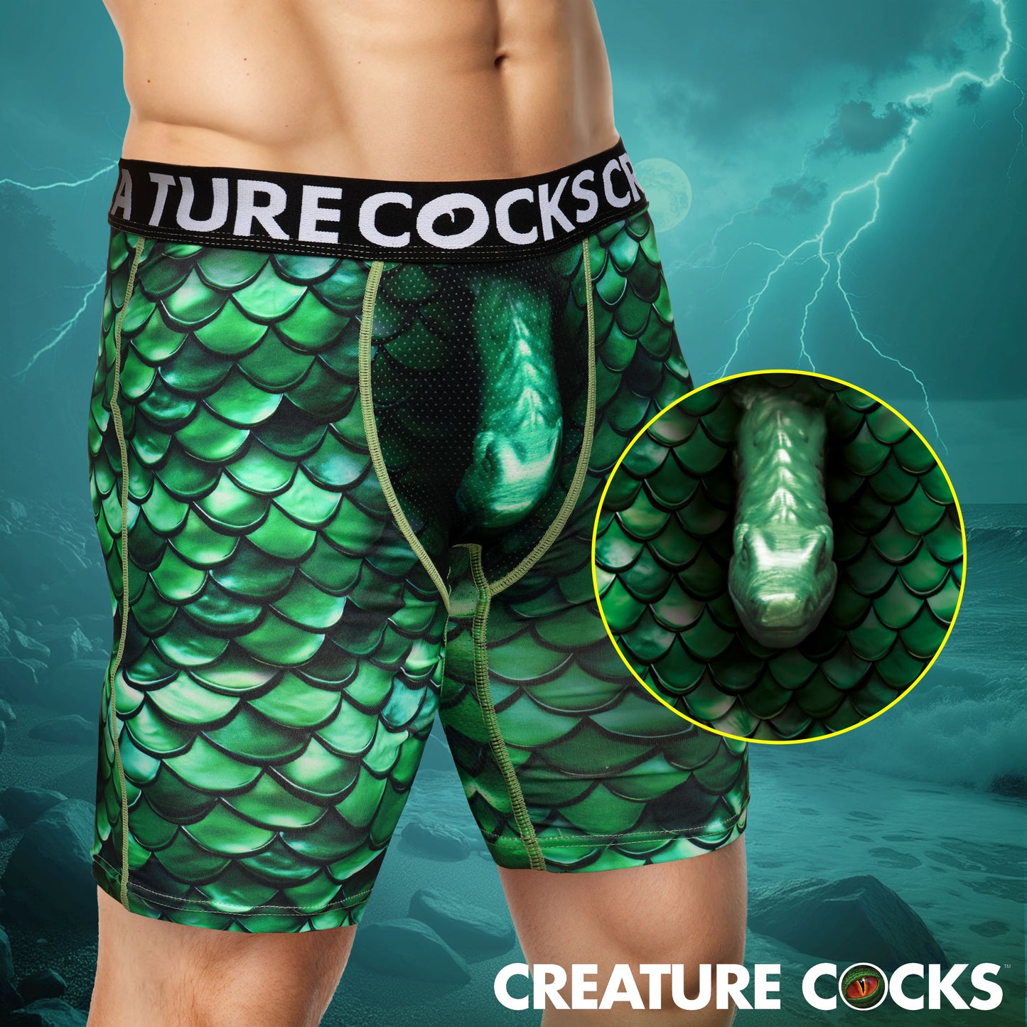 Creature Wear Cockness Monster Lake Creature Boxer Shorts -