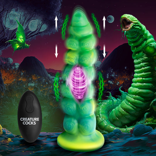 Squirmer Thrusting and Vibrating Silicone Dildo
